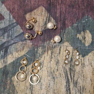 ✨ Chic Mixed Earring Set – Gold, Pearl & Crystal Accents ✨